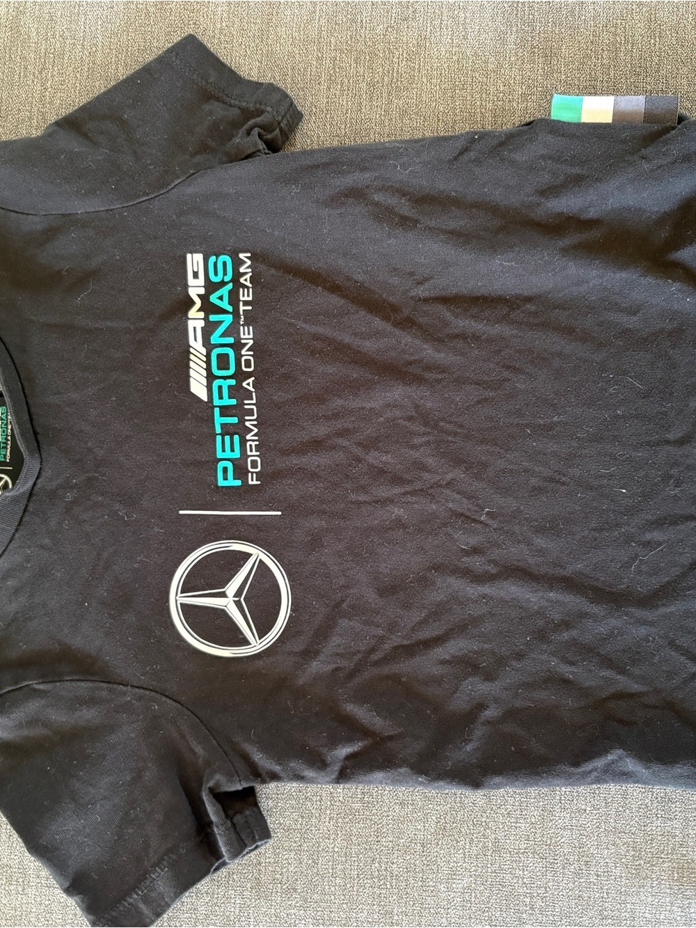 Formula One Racing Mercedes AMG Petronas Black Logo T-Shirt Racecar Size 92